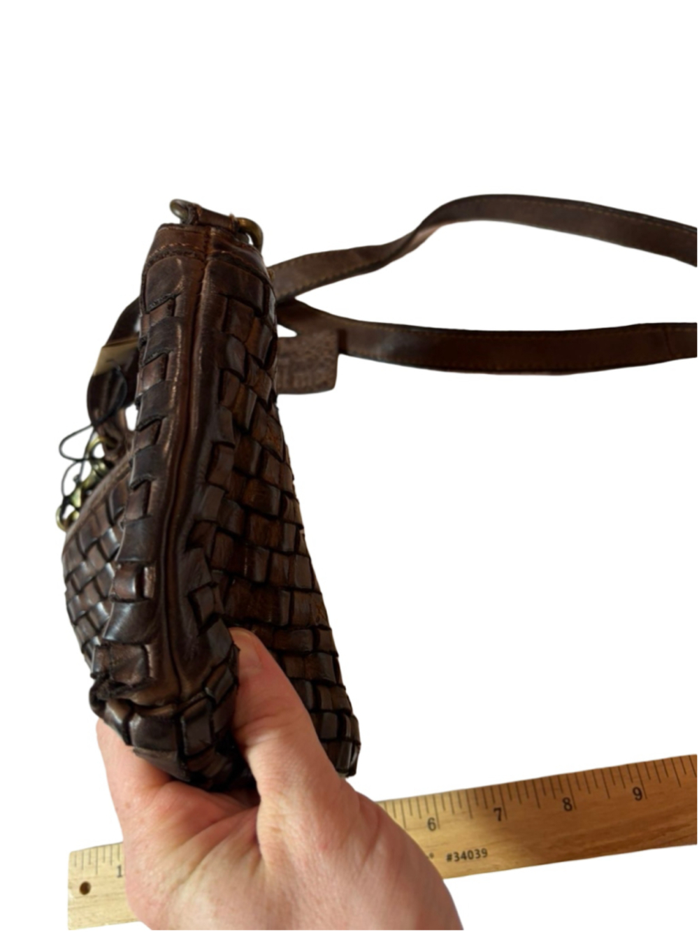 My Biba Brown Woven Leather Crossbody Bag Boho Festival Artisan Handcrafted Purs - Picture 3 of 9